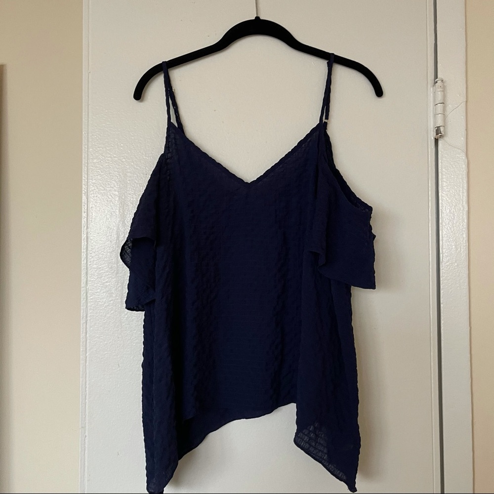 Navy cold shoulder top